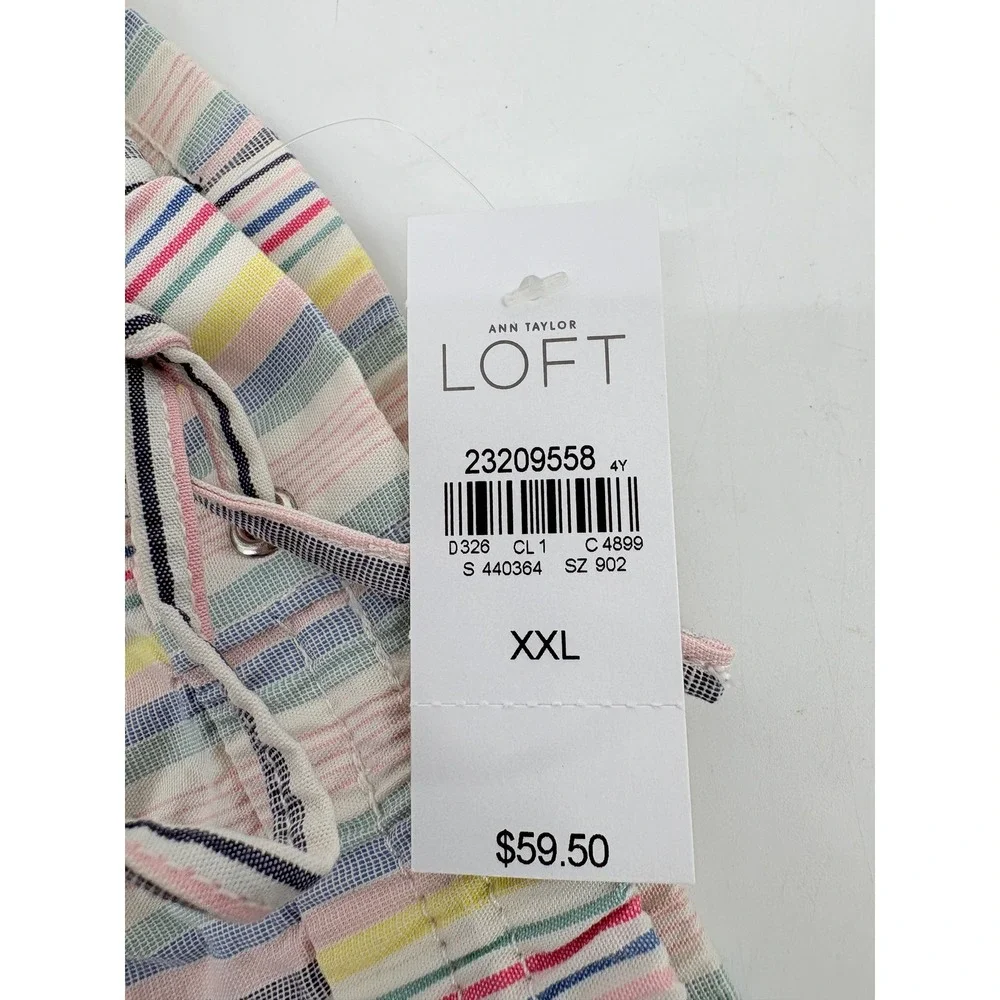 NEW LOFT Multicolor Stripe Pull-On‎ Cotton Shorts Women's XXL Pink Blue - Picture 8 of 10